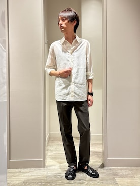 「ABAHOUSE GRAY（アバハウスグレイ）の【SMART CLOSET】接触冷感 カットメッシュ スラックス / セットアップ対応（スラックス、ブラウン系）」を使った、★たか★さん（メンズ・178cm）の春コーディネート