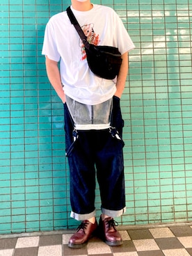 「BACK NUMBER（バックナンバー）のアイテム（サロペット/オーバーオール）」を使った、しほさん（メンズ・182cm）の秋コーディネート