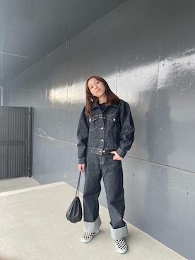 「ロールアップ」｜「アイテム（スリッポン）」を使った、sakuraさん（レディース・153cm）の冬コーディネート