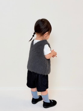 「アイテム（ソックス/靴下）」を使った、YuAchiさん（キッズ・70cm）の秋コーディネート