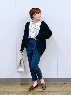 「GLOBAL WORK（グローバルワーク）のサラサラリラックスプリントブラウス/891220（シャツ/ブラウス）」を使った、yasuno.【GLOBALWORK】さん（レディース・162cm）の秋コーディネート