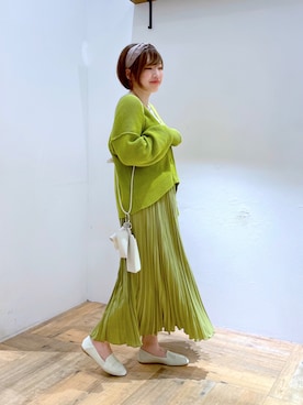 「ピスタチオ」｜「アイテム（パンプス）」を使った、yasuno.【GLOBALWORK】さん（レディース・162cm）の春コーディネート