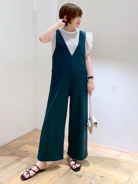 「ミニショルダー」｜「アイテム（サロペット/オーバーオール）」を使った、yasuno.【GLOBALWORK】さん（レディース・162cm）の夏コーディネート