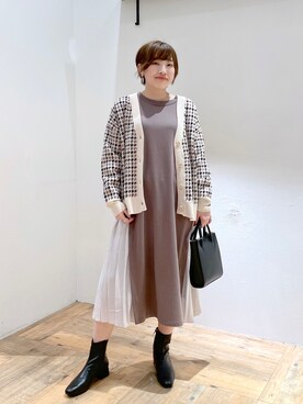 「チドリ柄」｜「アイテム（ワンピース/ドレス）」を使った、yasuno.【GLOBALWORK】さん（レディース・162cm）の秋コーディネート
