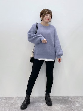 「GLOBAL WORK（グローバルワーク）のウツクシルエットデニムスリム/954886（デニムパンツ）」を使った、yasuno.【GLOBALWORK】さん（レディース・162cm）の冬コーディネート