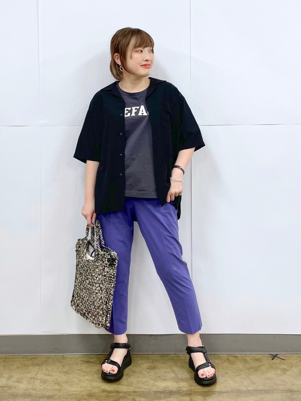 カイテキオープンカラーシャツ半袖/255749を使った人気ファッション