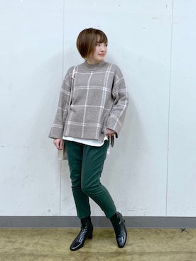 「アイテム（スラックス）」を使った、yasuno.【GLOBALWORK】さん（レディース・162cm）の冬コーディネート