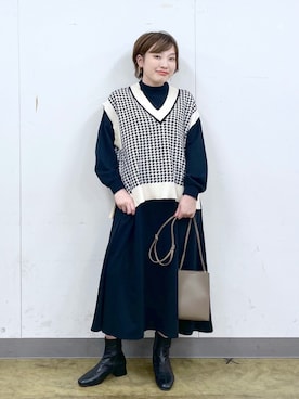 「チドリ柄」｜「アイテム（ワンピース/ドレス）」を使った、yasuno.【GLOBALWORK】さん（レディース・162cm）の秋コーディネート