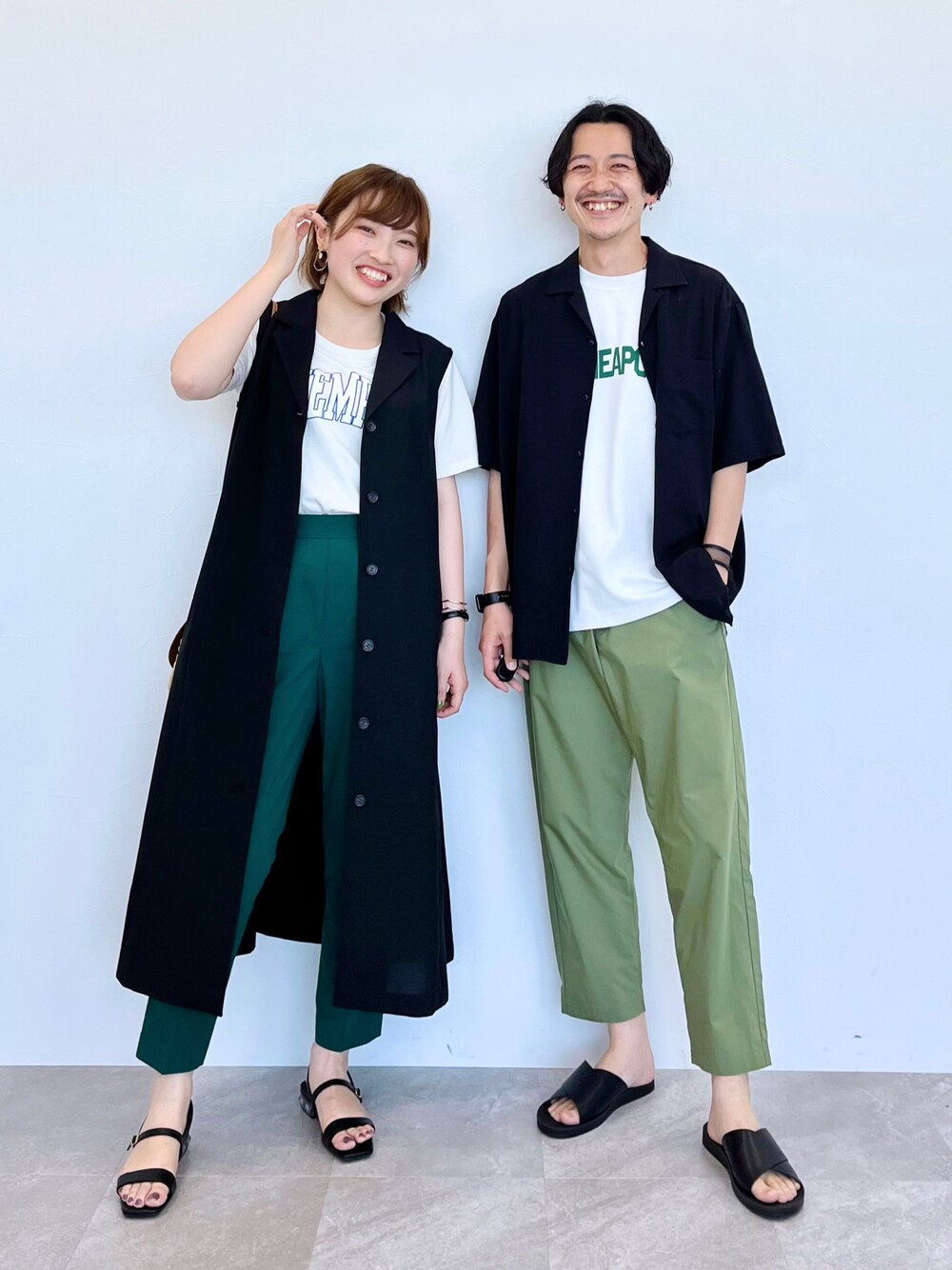 カイテキオープンカラーシャツ半袖/255749を使った人気ファッション