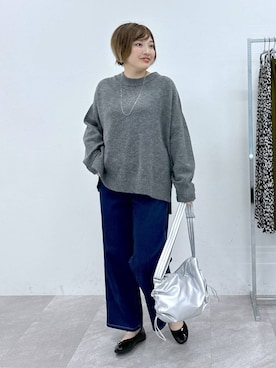 「GLOBAL WORK Smile Seed Store（グローバルワーク スマイルシードストア）のふわもちチュニックプルオーバー/116046（ニット/セーター）」を使った、yasuno.【GLOBALWORK】さん（レディース・162cm）の冬コーディネート
