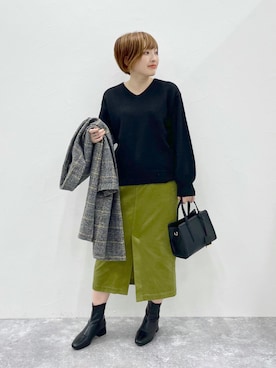 「ブーツコーデ」｜「アイテム（チェスターコート）」を使った、yasuno.【GLOBALWORK】さん（レディース・162cm）の秋コーディネート