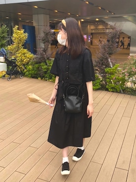 「kutir（クティール）のアイテム（シャツワンピース）」を使った、hikariさん（レディース・167cm）の夏コーディネート