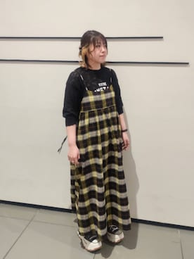 「ロゴニット」｜「アイテム（ワンピース/ドレス）」を使った、みかさん（レディース・155cm）の春コーディネート