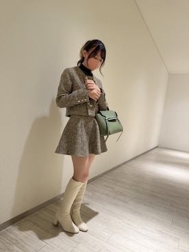 「ツイードジャケット」｜「アイテム（セットアップ）」を使った、ぴょんさん（レディース・157cm）の冬コーディネート