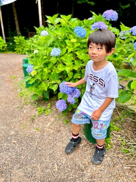 「アイテム（サンダル）」を使った、ゆずりつみなさん（キッズ・110cm）の夏コーディネート