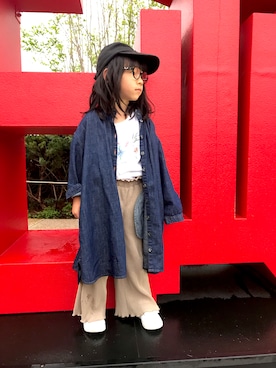 「キッスコーデ」｜ゆずりつみなさん（キッズ・100cm）の春コーディネート
