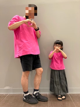 「apres les cours（アプレレクール）のアイテム（サンダル）」を使った、ゆずりつみなさん（キッズ・110cm）の夏コーディネート