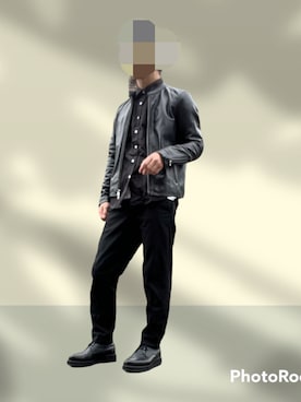 「tk.TAKEO KIKUCHI（ティーケータケオキクチ）のアイテム（ライダースジャケット）」を使った、HIROさん（メンズ・164cm）の秋コーディネート