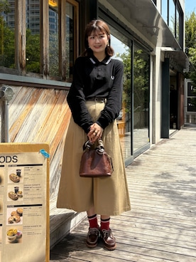 「FRED PERRY（フレッドペリー）のアイテム（ポロシャツ）」を使った、おはなさん（レディース・168cm）の秋コーディネート