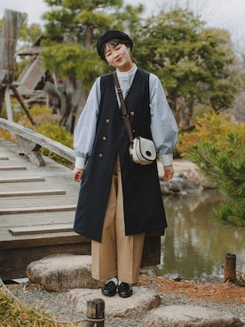 「MHL.（エムエイチエル）のアイテム」を使った、おはなさん（レディース・168cm）の春コーディネート