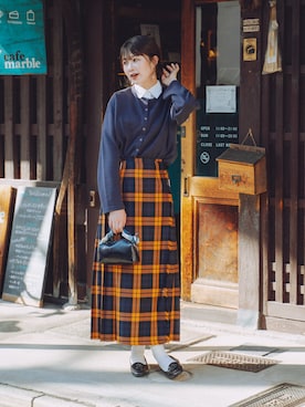 「アイテム（クラッチバッグ）」を使った、おはなさん（レディース・168cm）の秋コーディネート