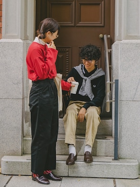 「SETTO（セット）のアイテム（チノパンツ）」を使った、おはなさん（レディース・168cm）の冬コーディネート