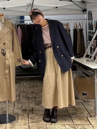 「BONLECILL Marche(ボンルシールマルシェ)の【BONLECILL Marche】《選べる23柄!》アソートマルチスカーフ 70×70(バンダナ/スカーフ)」を使った、おはなさん(レディース・168cm)の秋コーディネート