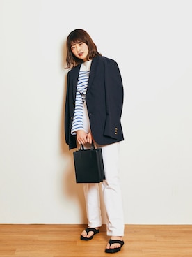 「UNIQLO（ユニクロ）のハイライズワイドストレートジーンズ（デニムパンツ）」を使った、おはなさん（レディース・168cm）の春コーディネート