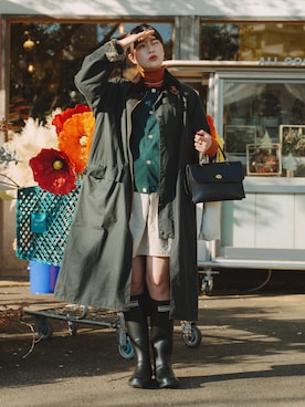 「アイテム（ステンカラーコート）」を使った、おはなさん（レディース・168cm）の冬コーディネート