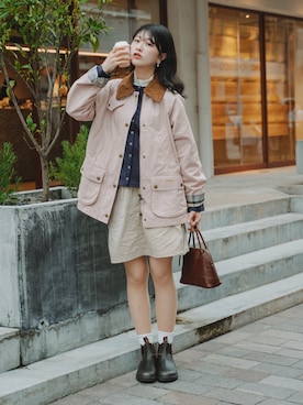 「Barbour（バブアー）のアイテム」を使った、おはなさん（レディース・168cm）の春コーディネート