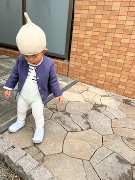 「no brand（ノーブランド）のアイテム（ニットキャップ/ビーニー）」を使った、utasakuさん（キッズ・80cm）の冬コーディネート