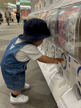 「PETIT BATEAU（プチバトー）のアイテム（帽子）」を使った、utasakuさん（キッズ・80cm）の春コーディネート