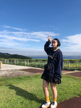 「UNIQLO（ユニクロ）の50色ソックス（消臭機能付き）（ソックス/靴下）」を使った、小娘🦖さん（レディース・155cm）の秋コーディネート