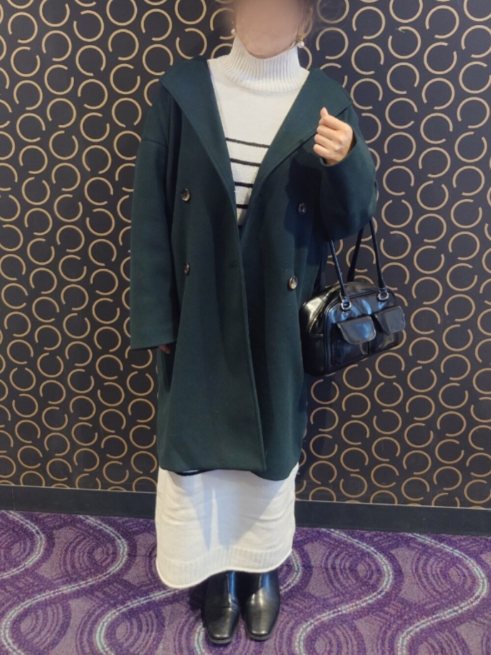 「SHEINのアイテム（バッグ、ブラック系）」を使った、ywift1225さん（骨格ストレート・レディース・162cm）の冬コーディネートの1枚目の写真