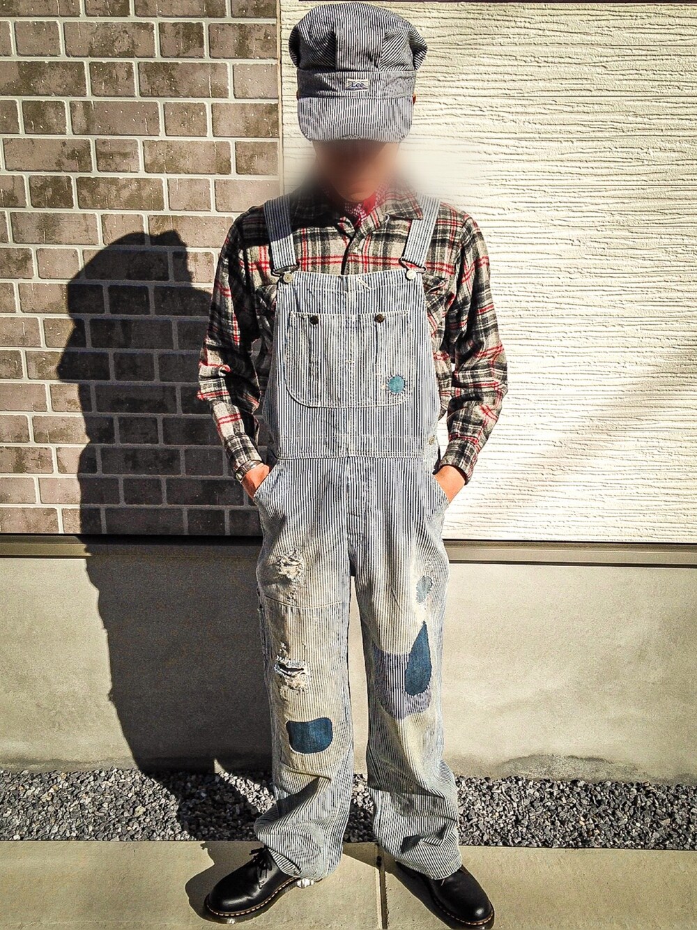 「Buddy Lee、バディーリー、LEE、ビンテージLee、30s、40s、50s、アメカジ、おしゃれさんと繋がりたい」｜「Leeのアイテム（キャスケット、ブルー系）」を使った、goemonsantakuさん（メンズ・172cm）の秋コーディネートの1枚目の写真