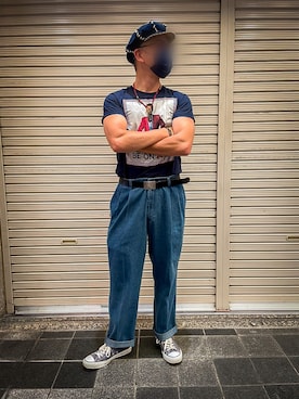「DOCKERS（ドッカーズ）のアイテム（スラックス）」を使った、goemonsantakuさん（メンズ・172cm）の夏コーディネート