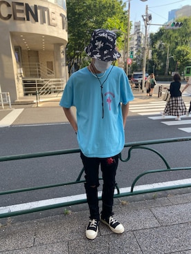 「ROYAL FLASH（ロイヤルフラッシュ）のアイテム（帽子）」を使った、ゆうきさん（メンズ・174cm）の夏コーディネート