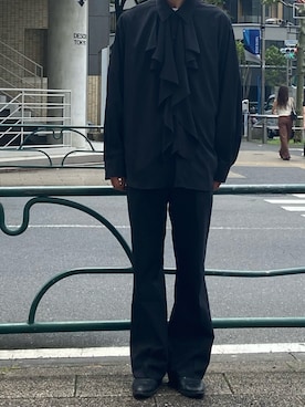 「LAD MUSICIAN（ラッドミュージシャン）のアイテム（スラックス）」を使った、ゆうきさん（メンズ・174cm）の夏コーディネート