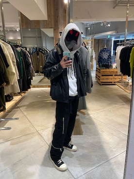 「RICK OWENS」｜「アイテム（パーカー）」を使った、ゆうきさん（メンズ・174cm）の夏コーディネート