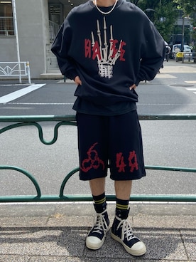 「ROYAL FLASH（ロイヤルフラッシュ）のアイテム（スウェット）」を使った、ゆうきさん（メンズ・174cm）の夏コーディネート
