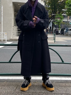 「モードストリート」｜「アイテム（チェスターコート）」を使った、ゆうきさん（メンズ・174cm）の秋コーディネート