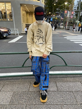 「ROYAL FLASH（ロイヤルフラッシュ）のアイテム（スウェット）」を使った、ゆうきさん（メンズ・174cm）の秋コーディネート