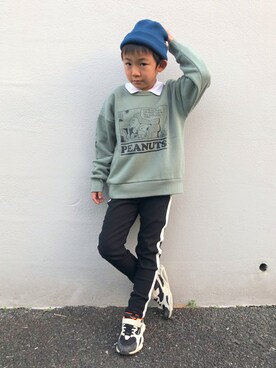 「Right-on（ライトオン）のアイテム（ニットキャップ/ビーニー）」を使った、haru🌸さん（キッズ・123cm）の冬コーディネート
