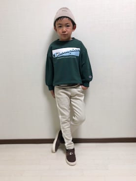 「CONVERSE（コンバース）のアイテム（スリッポン）」を使った、haru🌸さん（キッズ・123cm）の秋コーディネート