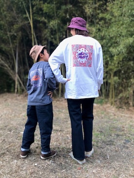 「CAMP7（キャンプセブン）のアイテム（帽子）」を使った、haru🌸さん（キッズ・123cm）の冬コーディネート