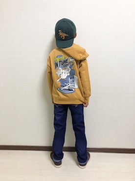 「Right-on（ライトオン）のアイテム（パーカー）」を使った、haru🌸さん（キッズ・123cm）の秋コーディネート