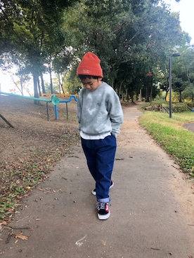 「CAMP7（キャンプセブン）のアイテム（スウェット）」を使った、haru🌸さん（キッズ・123cm）の秋コーディネート