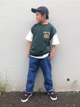 「CONVERSE（コンバース）のアイテム（スリッポン）」を使った、haru🌸さん（キッズ・127cm）の春コーディネート