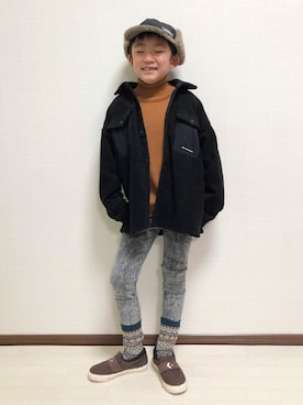 「CONVERSE（コンバース）のアイテム（その他アウター）」を使った、haru🌸さん（キッズ・123cm）の冬コーディネート