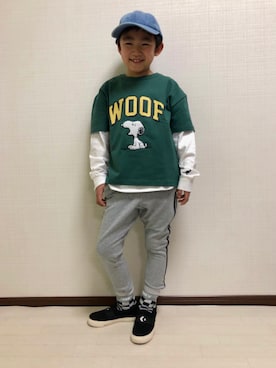 「CONVERSE（コンバース）のアイテム（スリッポン）」を使った、haru🌸さん（キッズ・123cm）の春コーディネート
